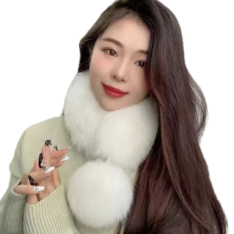 New Winter Ladies  Fox Fur Collar Thickened Convenient Warm Scarf