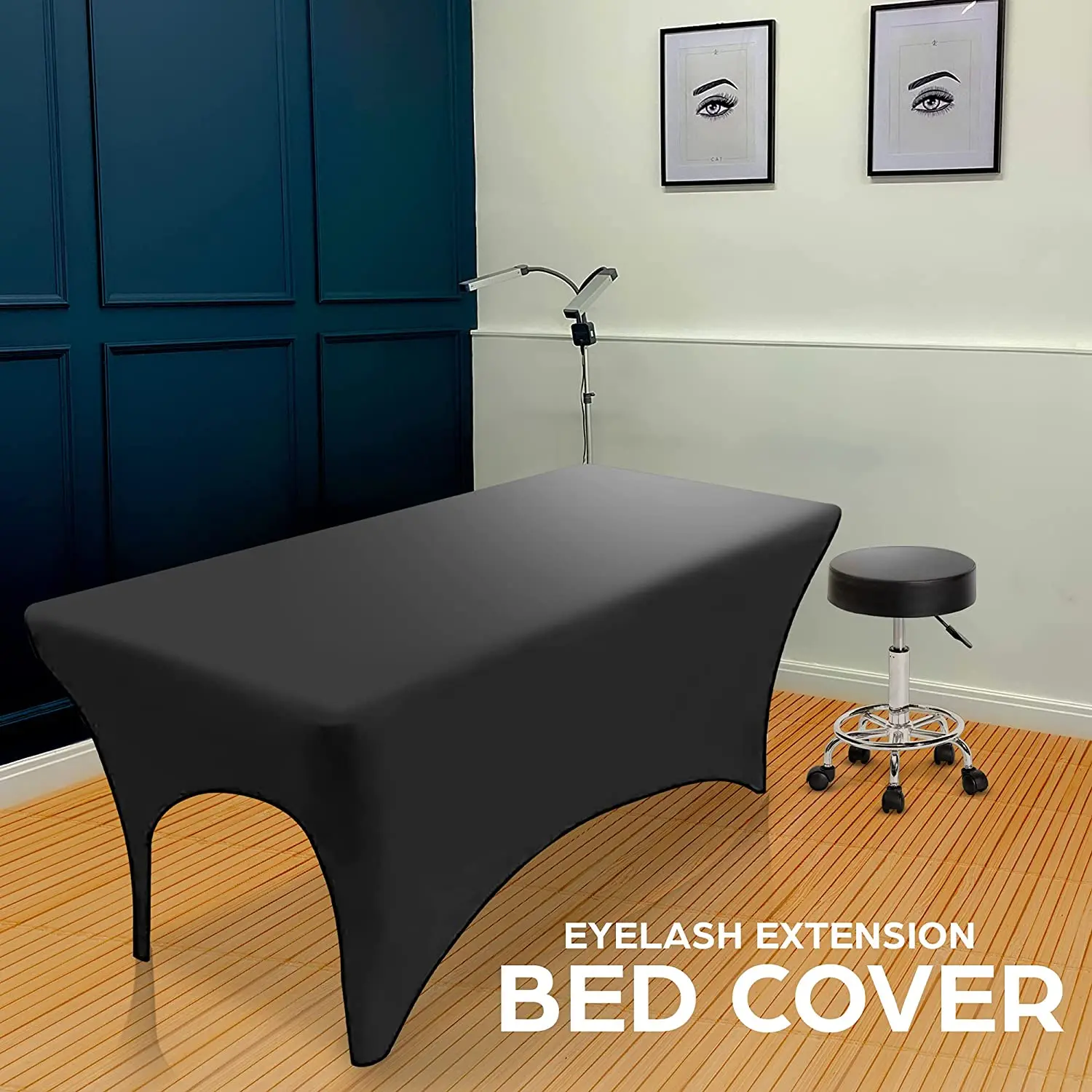 6ft Black Spandex Fitted Beauty Salon Bed Covers Stretch Massage Table Cover Elastic Eyelash Extension Lash Bed Cover