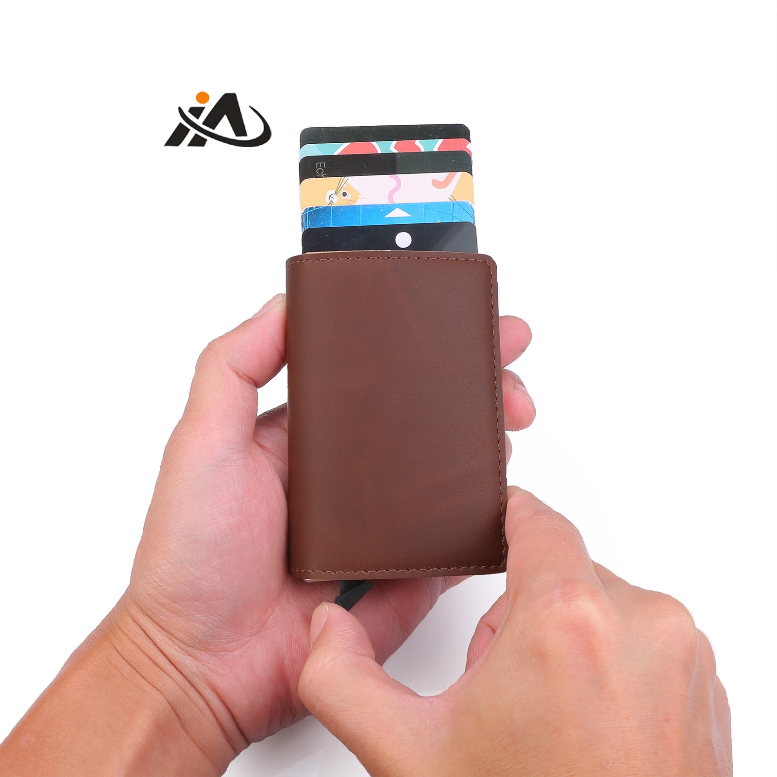 Secure RFID Blocking metal wallet Pop Up Credit Card Holder