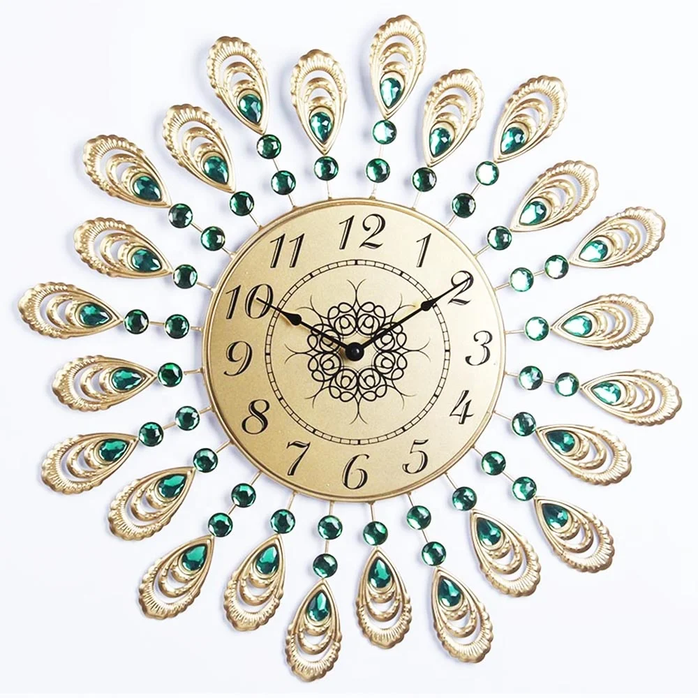 High Quality Fashion Home Decoration Metal Crafts Luxury Gold Wall Clock Decoration Living Room Wall