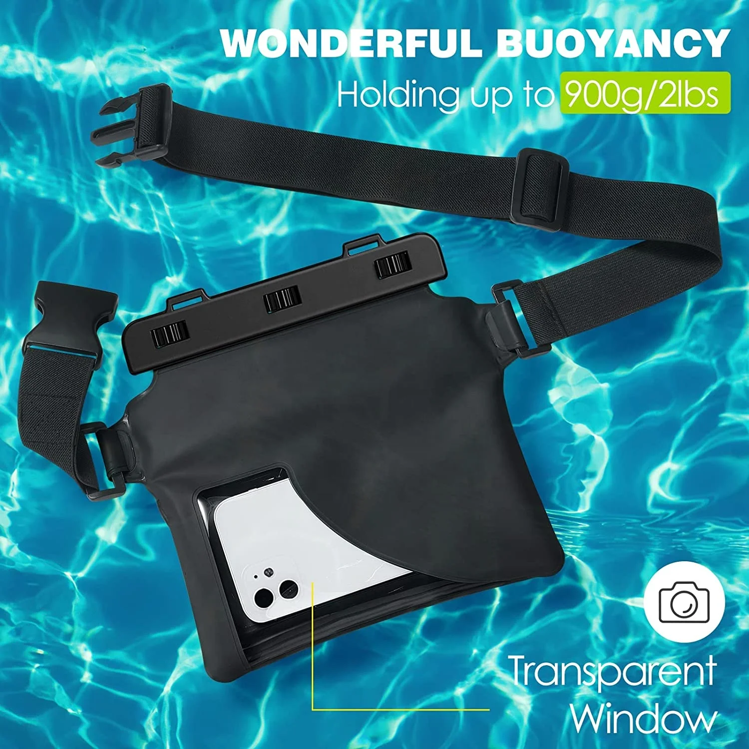 MoKo Waterproof Swimming Kayaking Snorkeling Compatible smartphones 6.9 inch Phone Pouch Fanny Pack Floating Dry phone Bag
