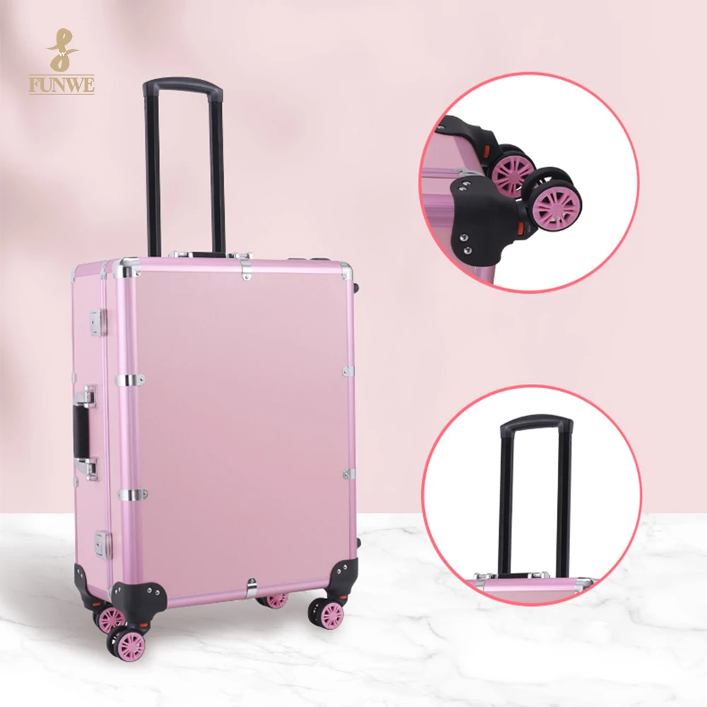 Cosmetic Train Case Aluminum Carrying Hand Professional Beauty Case Travel, Beauty Case Aluminum With Color Profile