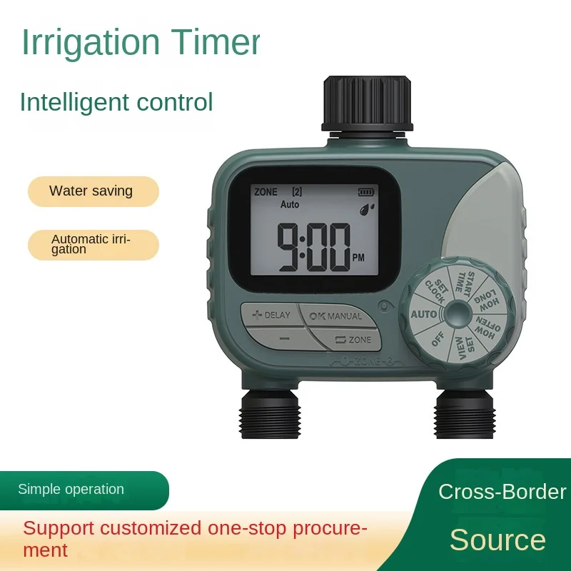 Intelligent Automatic Double-Valve Irrigation Timer Home Outdoor Garden Yard Lawn Watering Controller Device for Farms Gardens