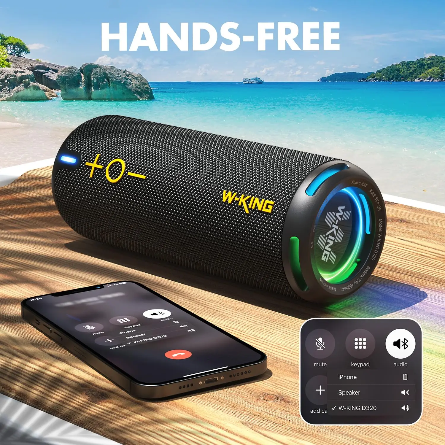Portable Bluetooth Speaker Speaker Wireless Loud Customized EQ APP/Deep Bass 360° Sound 40W Party Home Boombox Shower Speaker