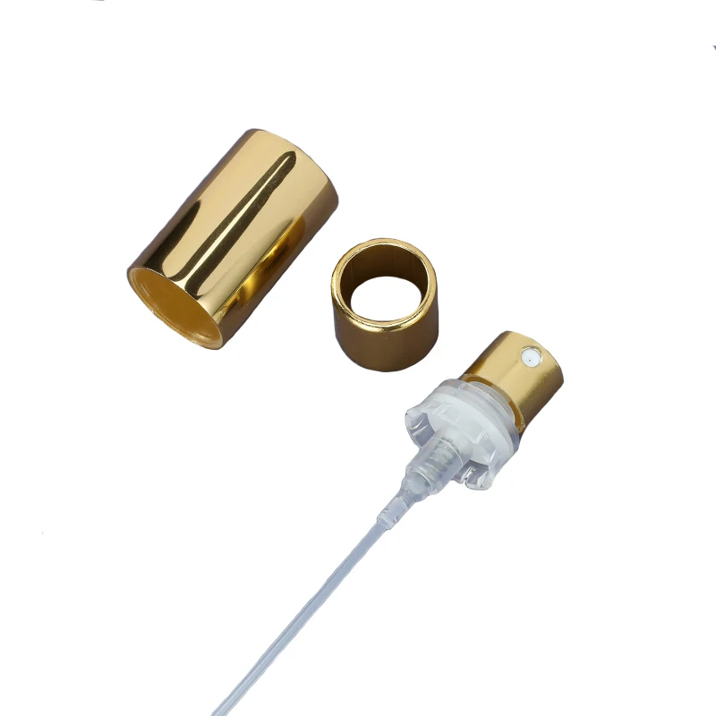 Factory 15mm 18mm 20mm black silver golden colour crimpless fine mist pump sprayer with Aluminum collar for sale