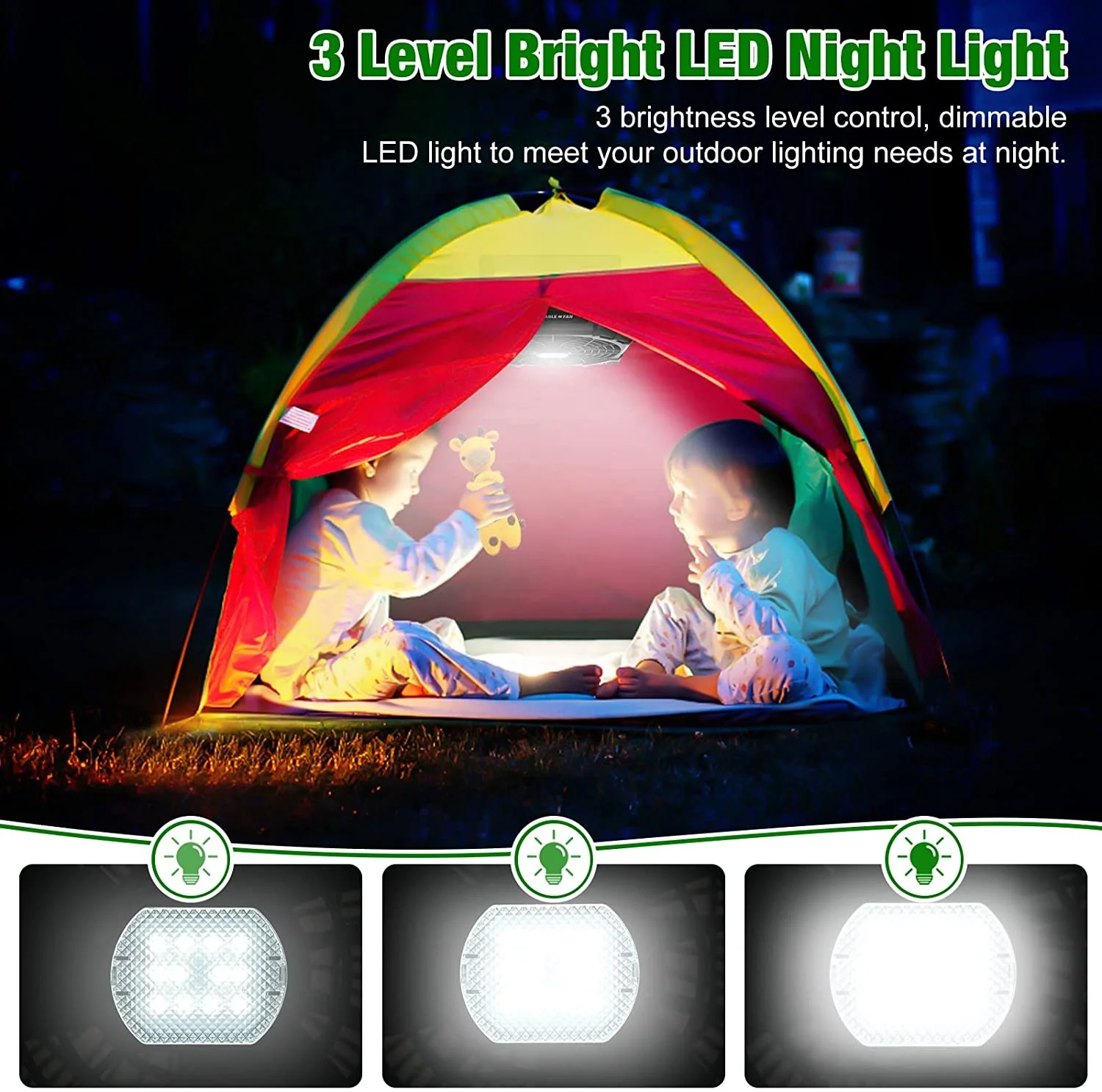 X25 cordless Portable Power Bank Personal USB Desk Rechargeable Camping Fan with led Light and Hook  for Home Office tent Travel