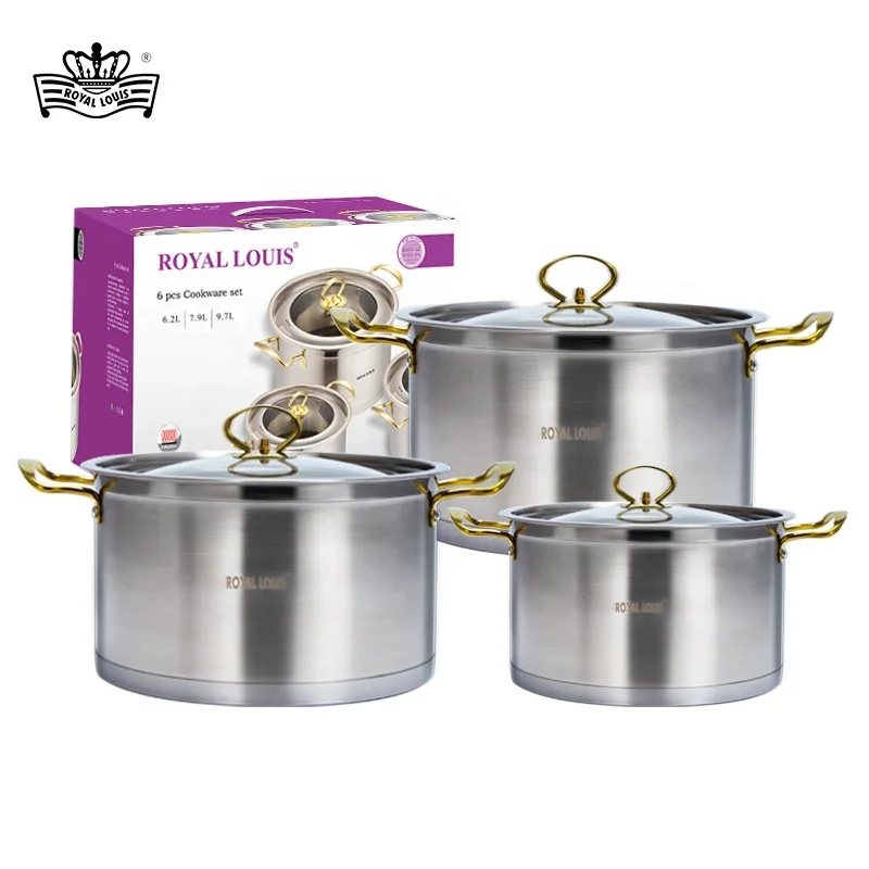 26/28/30cm Factory cooking pots sets 6pcs Induction cookware Stainless Steel Cookware set non stick Soup Pots