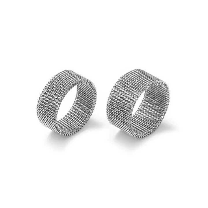 Women Trendy 316L Titanium Hip Hop Thick Chain Rings For Couples Customized Minimalist Stainless Steel Ring