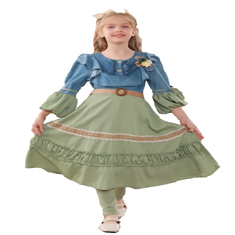 2021 new Bohemian style denim skirt Turkey Libya Jordan Muslim skirt child clothing set