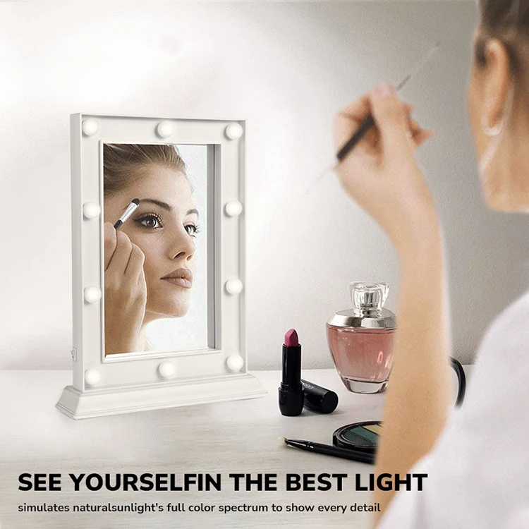 Поставщики espejo para maquillaje con luz квадратное стоящее голливудское светодиодное зеркало с