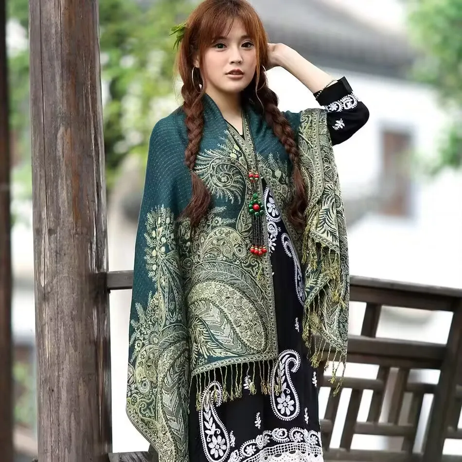 hot selling winter cashmere scarf for ladies printed paisley pattern pashmina shawls women winter scarf