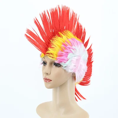 Парик для косплея на Хэллоуин, вечеринку, чемпионат мира в клетку, для взрослых, унисекс, панк, коксгребень, Mohawk, прическа, фестиваль, радужные цвета