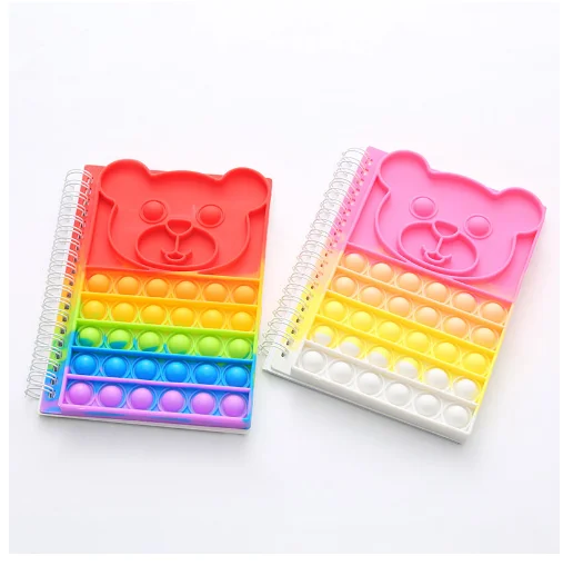 Silicone Pop  push bubble  popit  Notebook Relieve Fidget Notebooks Softcover Spiral Push Toys Memo Pad Finger A5