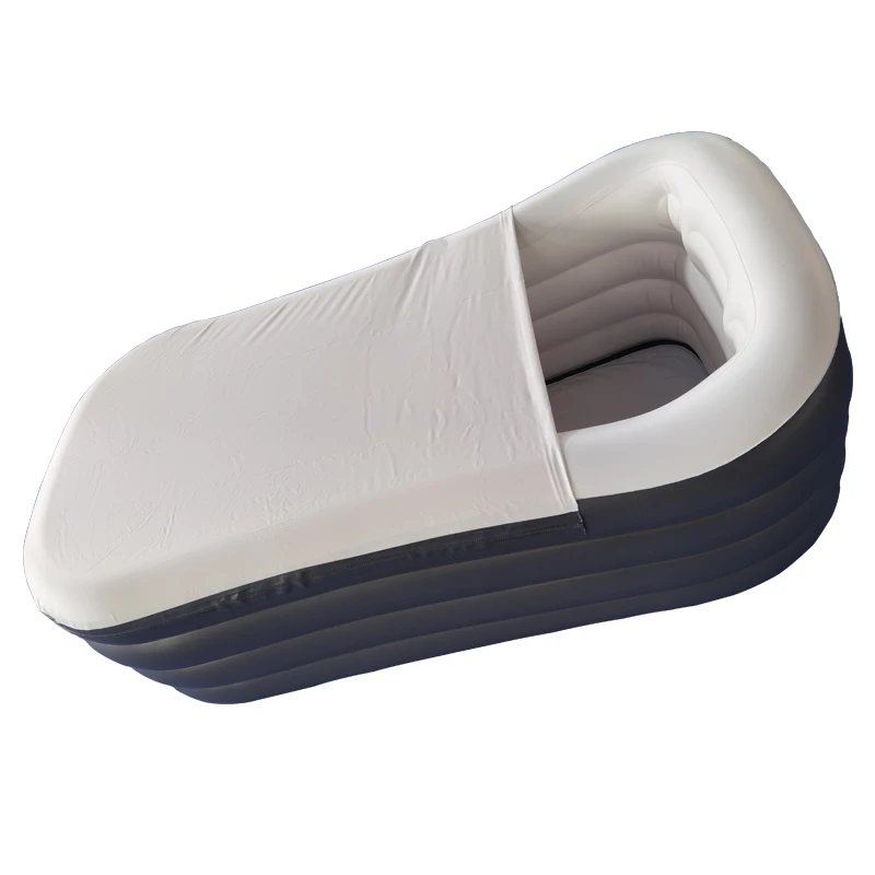 152*82*54cm Black Color Mini Adult Inflatable Portable Bathtub With Electron Air Pump