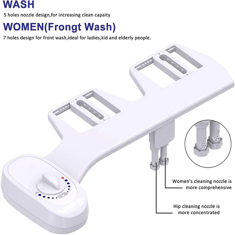 Self Cleaning Dual Nozzle Hot&Cold Water Spray Bidets Ultra Slim Attachment Front and Rear Bidet For Toilet Bidet
