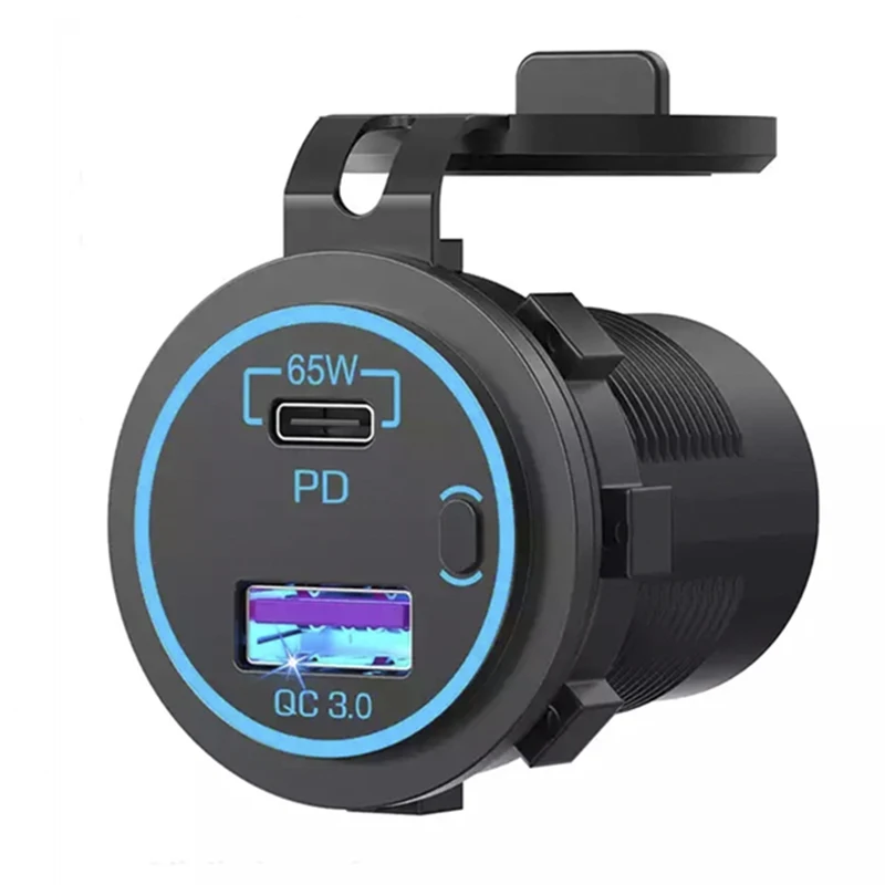 Customize 83W 12V USB Outlet Laptop Charger 65W USB-C PD3.0 & 18W QC3.0 Multi Car USB Port Socket