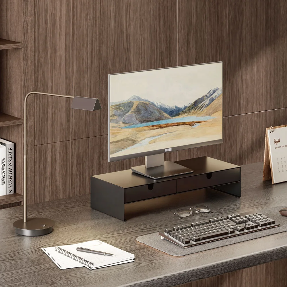 Стойка для офисного монитора эргономичная компьютерная сталь белый черный настольный ноутбук с выдвижными ящиками домашнего офиса