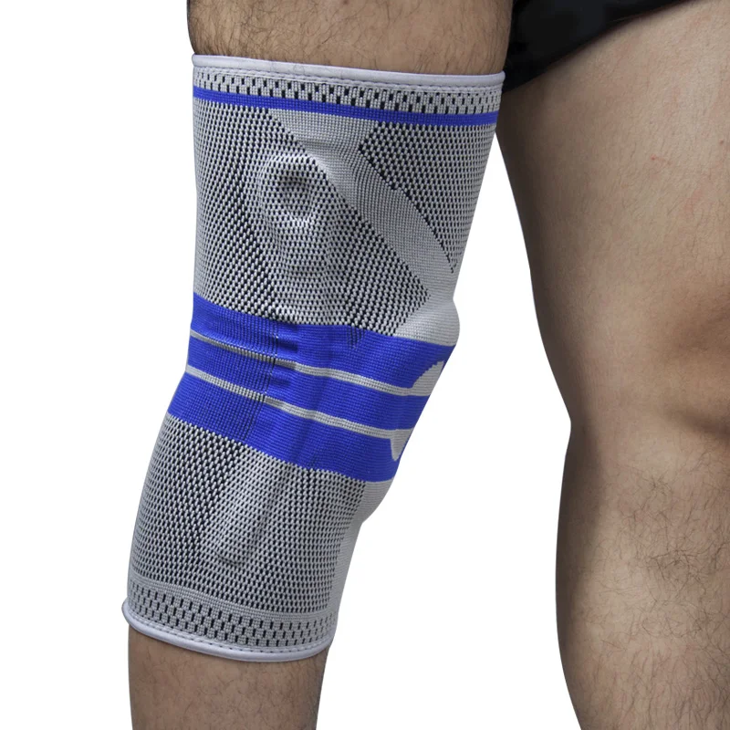 
Nylon 3D knitted Knee Lateral Brace Patella Protector Silicone Spring Knee Pads Sports Compression Sleeve Knee Support 
