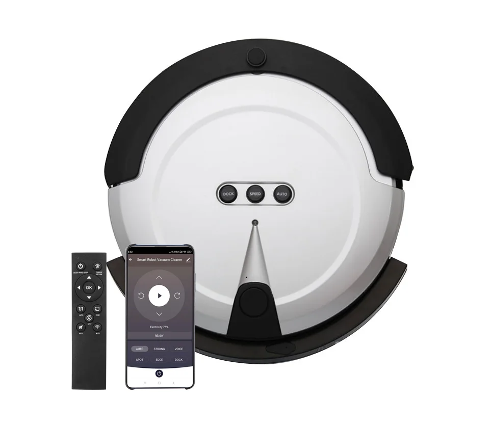 KRV208 0.8Kpa 14.8V 2000Mah Li-Ion Red Smart Phone Mapping Technology Intelligent Wifi Wet And Dry Robotics Vacuum Cleaner