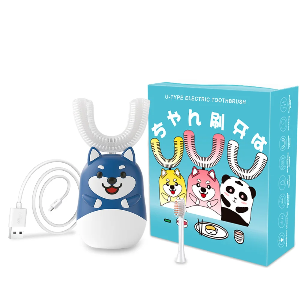  360 U-Type Cartoon Automatic Rechargeable Sonic Whitening Ultrasonic Kids Electric Toothbrush Children Tooth
