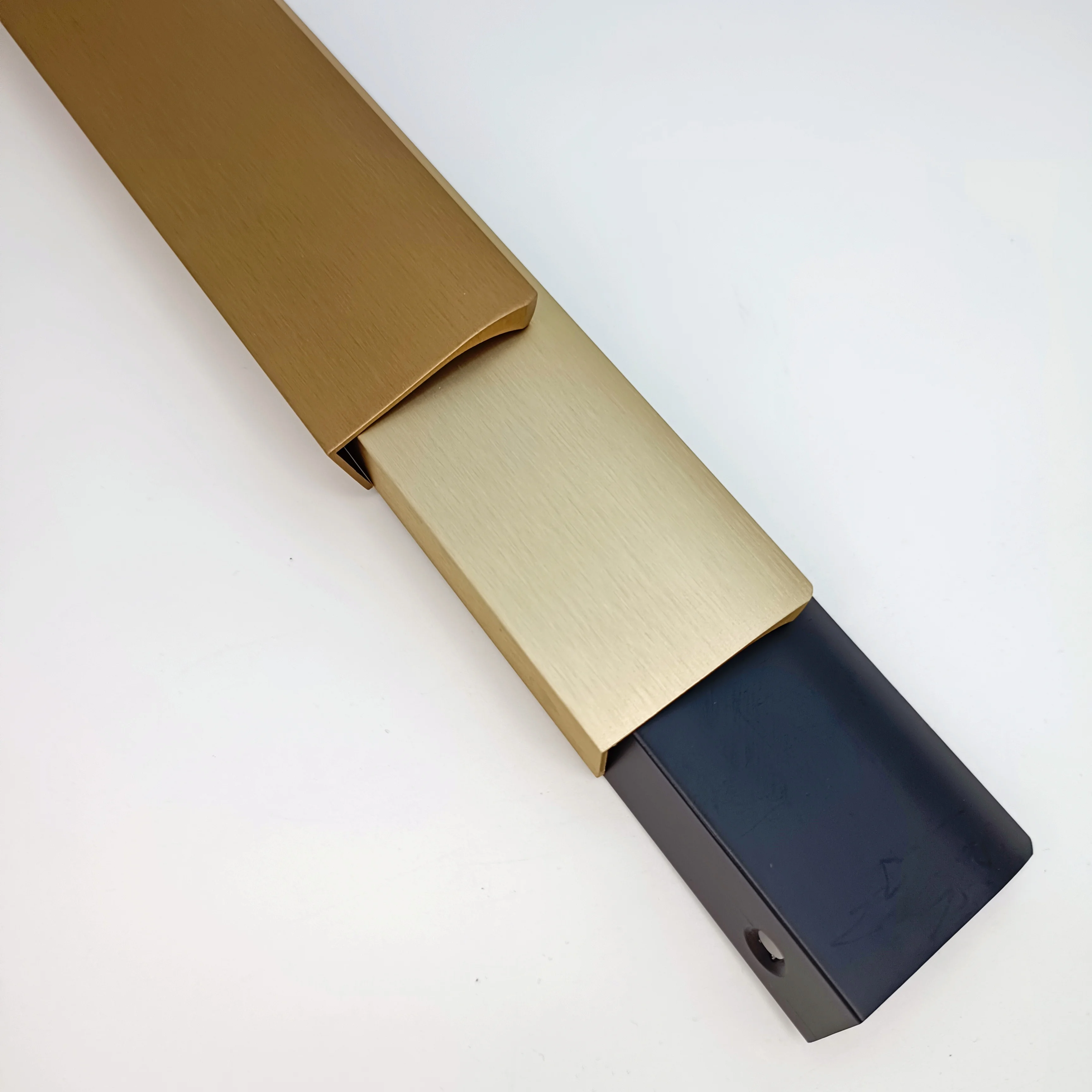 Furniture Drawer cabinet Handles Kitchen Wardrobe Furniture Edge pull Handles Aluminum Kitchen Concealed Black Furniture Handle