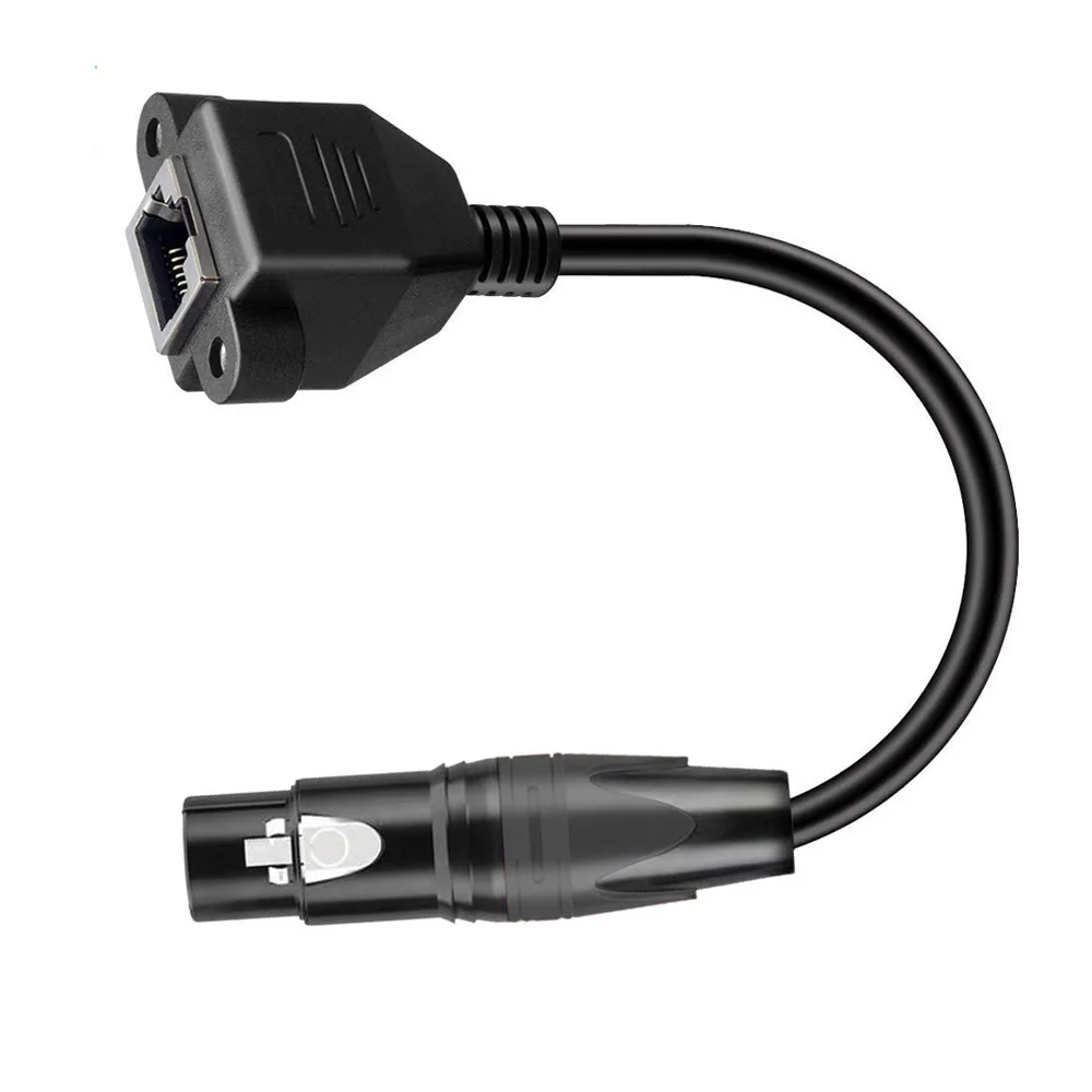 3Pins XLR female Line Switch Network Port Audio Converter to RJ45 Connect Microphone Stage Light Signal Transmission DMX cable