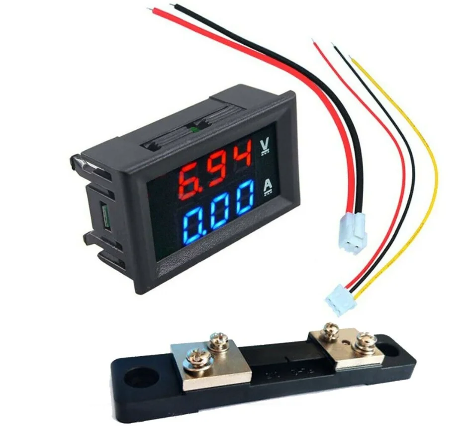 2 в 1 амперметр постоянного тока двойной Вольтметр 0 28 дюйма 0-100 В/50 А красный синий светодиодный цифровой индикатор амперметра с шунтом