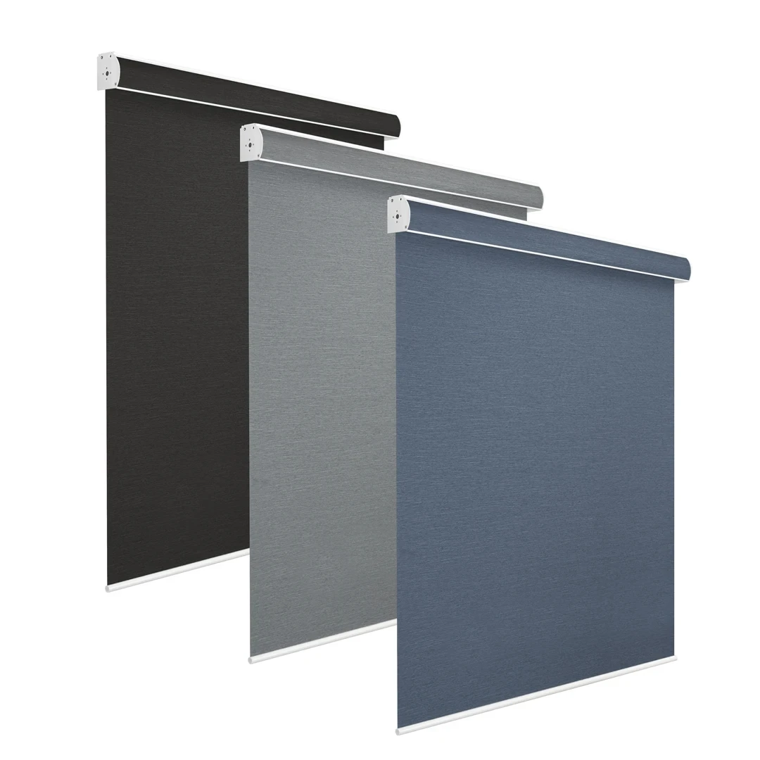 Cordless Roller Blinds 100% Blackout Remote Control Polyester Motorized Roller Blinds