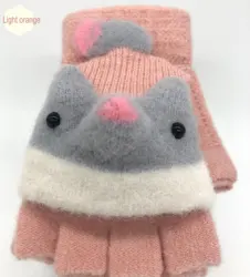 Factory directly sale half fingers with cap Cashmere winter gloves low MOQ wholesale  knit children gloves