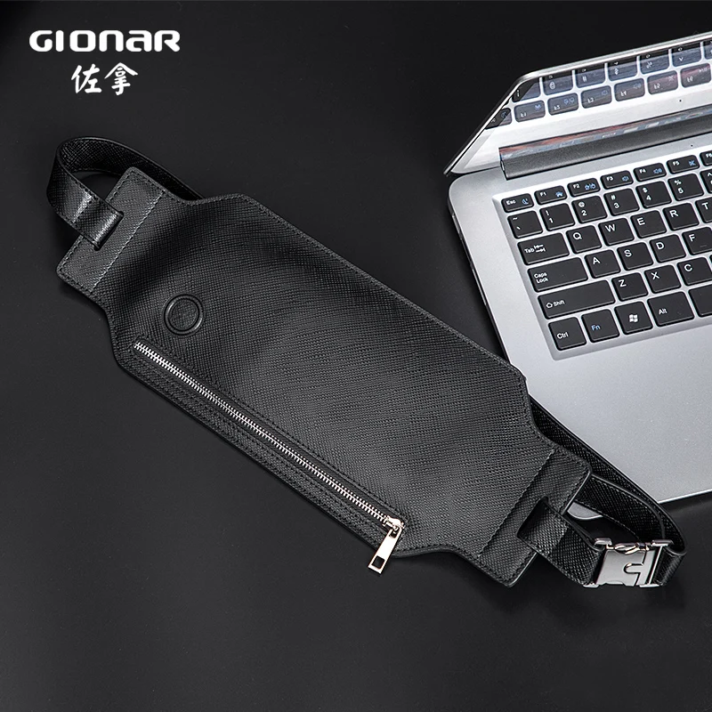Genuine Leather Outdoor Men Male Fanny Pack Custom Waist Bag Money Phone Belt  Bag  Fashion Waist Bag