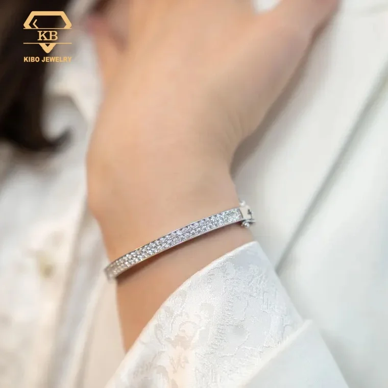 Fine Jewelry Silver 925 Bangle VVS Moissanite Lab Diamond Bracelet Bangle Moissanite Bracelets & Bangles