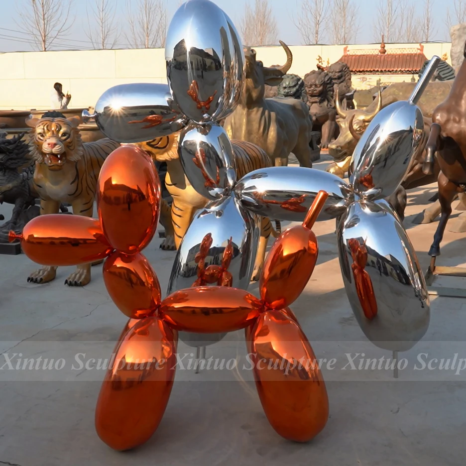 Изготовленный на заказ из нержавеющей стали хромированный Jeff Koons воздушный шар собака наружная скульптура для продажи
