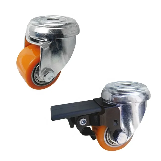 Bolt Hole Swivel Castor 1.4 inch 35 mm Medical Office Chair Casters Medium heavy duty brake locking  Casters