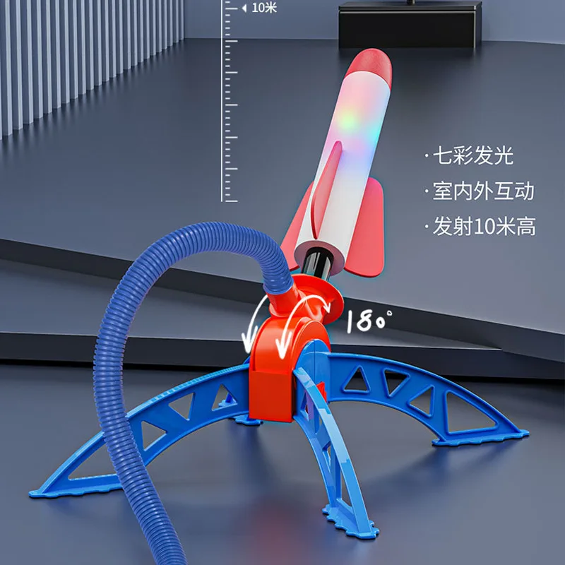 Jump Soaring Rocket LED Pump Jump Adjustable Launcher Flying Dueling Foam Rockets