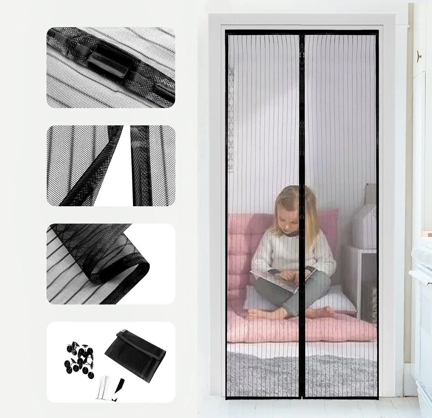 Magnetic Anti-Mosquito Screen Door Anti Mosquito Insect Fly Bug Mesh Curtains Door Screen Automatic Closing Netting Magnets