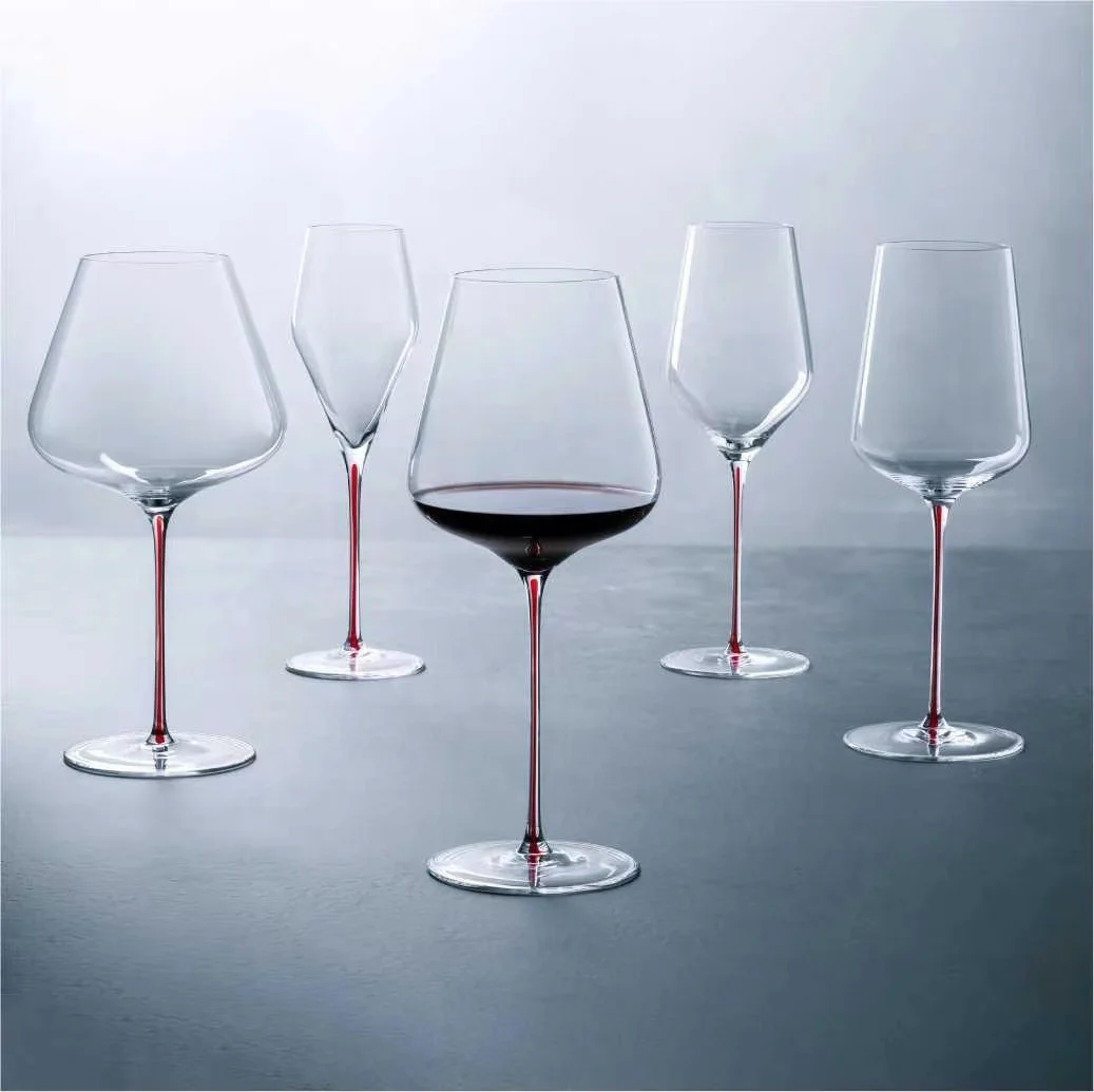 Luxury Riedel Red Core Handcrafted Burgundy Bordeaux Crystal Wine Glasses