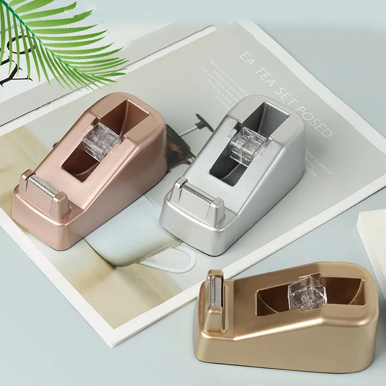 Nordic Light Luxury Rose Gold Tape Seat Labor Saving Sealing Tape Cutter Office Desktop Heavy Manual Packing Tape Dispenser