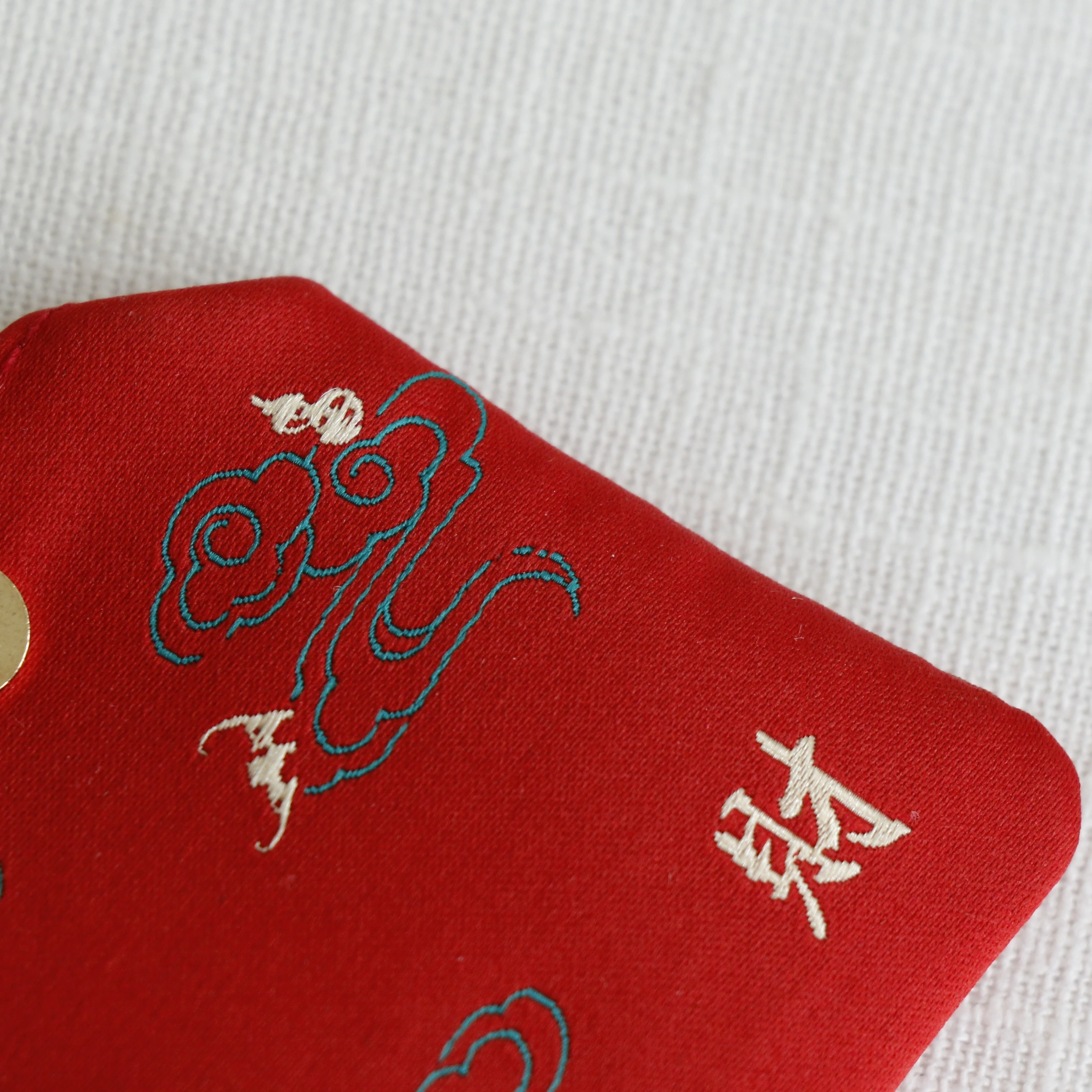 Creative Unique Embroidery Design Pray Keychain Gift  Pray Fortune Pendant  Hanging Decoration Cherry Key Chain