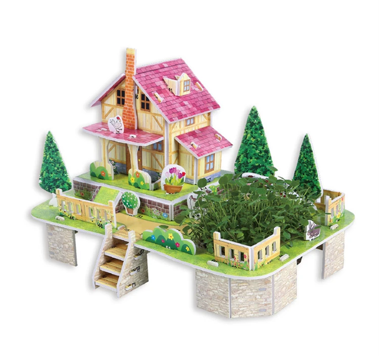 
Custom Printing Cozy Farm Kids Educational Plants Grow Diy Toy 3D Paper Puzzle 