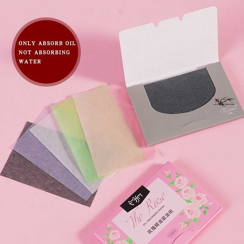 Bamboo Charcoal Oil Absorbing Tissues Pocket Facial Oil Blotting Paper Portable 100 Sheets Face Oil Absorbent Sheets