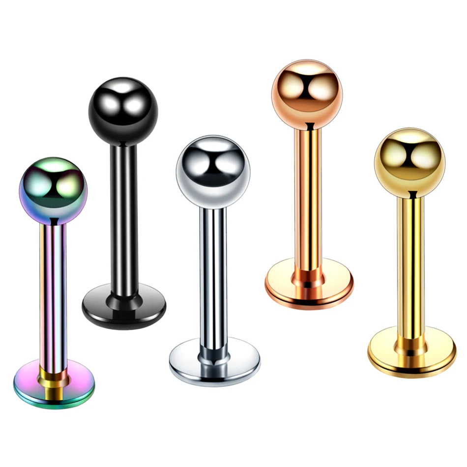 Surgical Steel 16G Tragus Helix Bar 3mm Ball Gold Labret Rings Stud Cartilage Ear Lip Piercing Jewelry