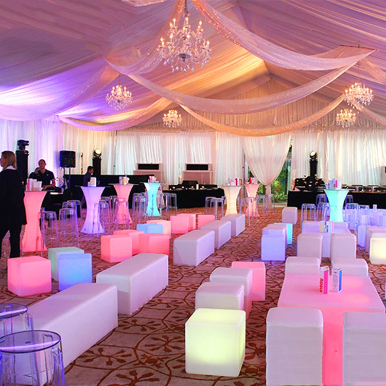 PE plastic cube stool 16 colors changing led chair and seating plastic stool Led light cube Led cube chair