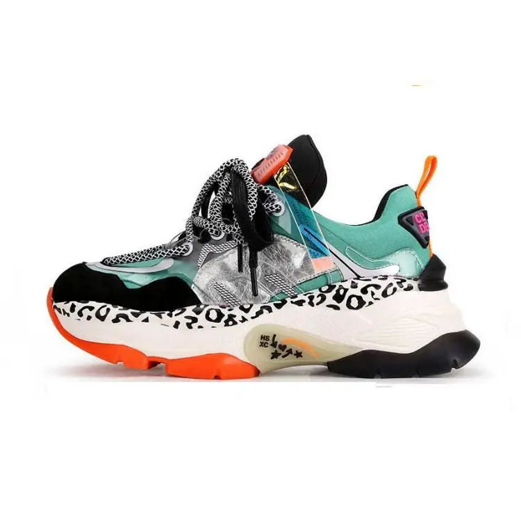 High Quality Genuine leather Sports Shoes Retro Chunky Sneakers for Women Thick Sole Casual Shoes Athletic Dad shoes