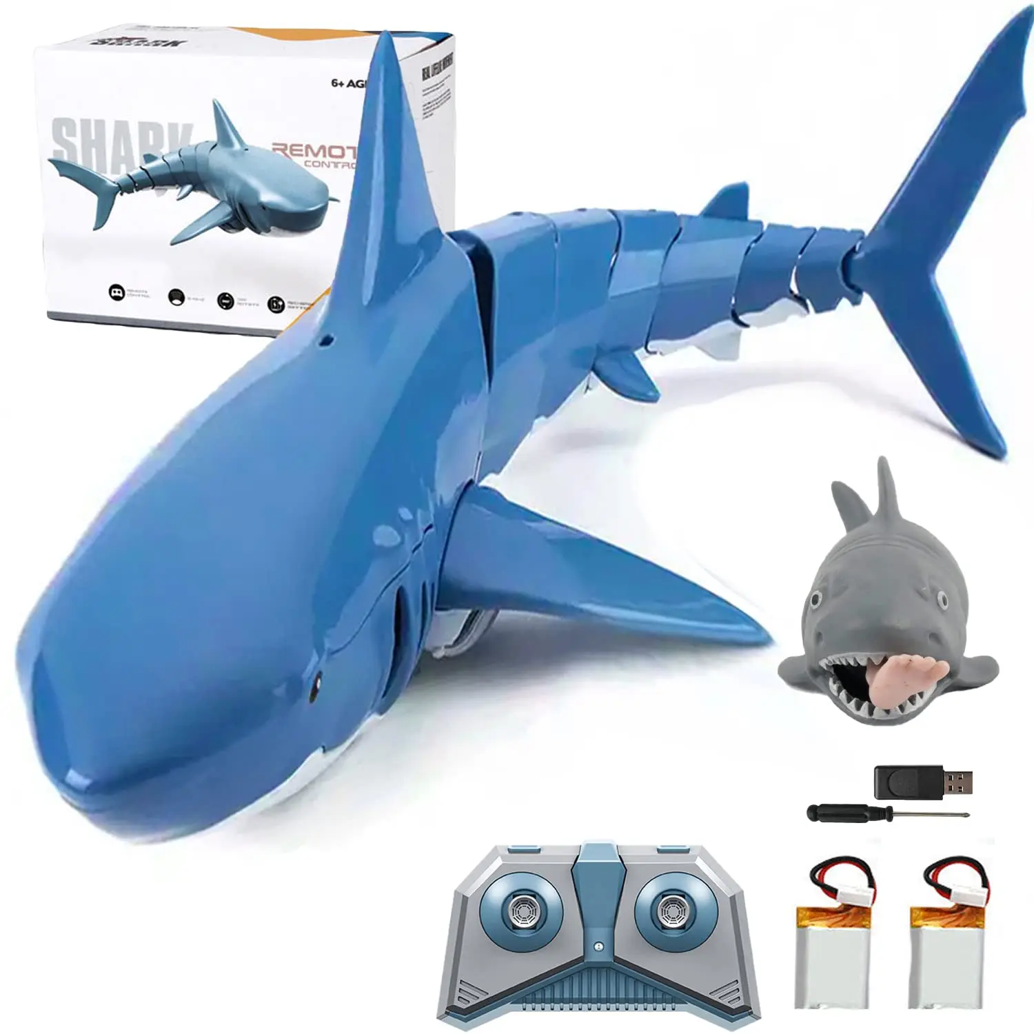 2.4G Radio RC Shark Submarine Toys Simulation Plastic Fish Tank Swimming Pool Bathtub Diving Animal Remote Control Boat