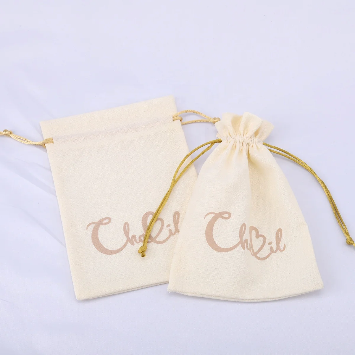 Eco-Friendly Custom Logo Cotton Linen Drawstring Dust Bag For Gift Organic Natural Cotton Packing Pouch