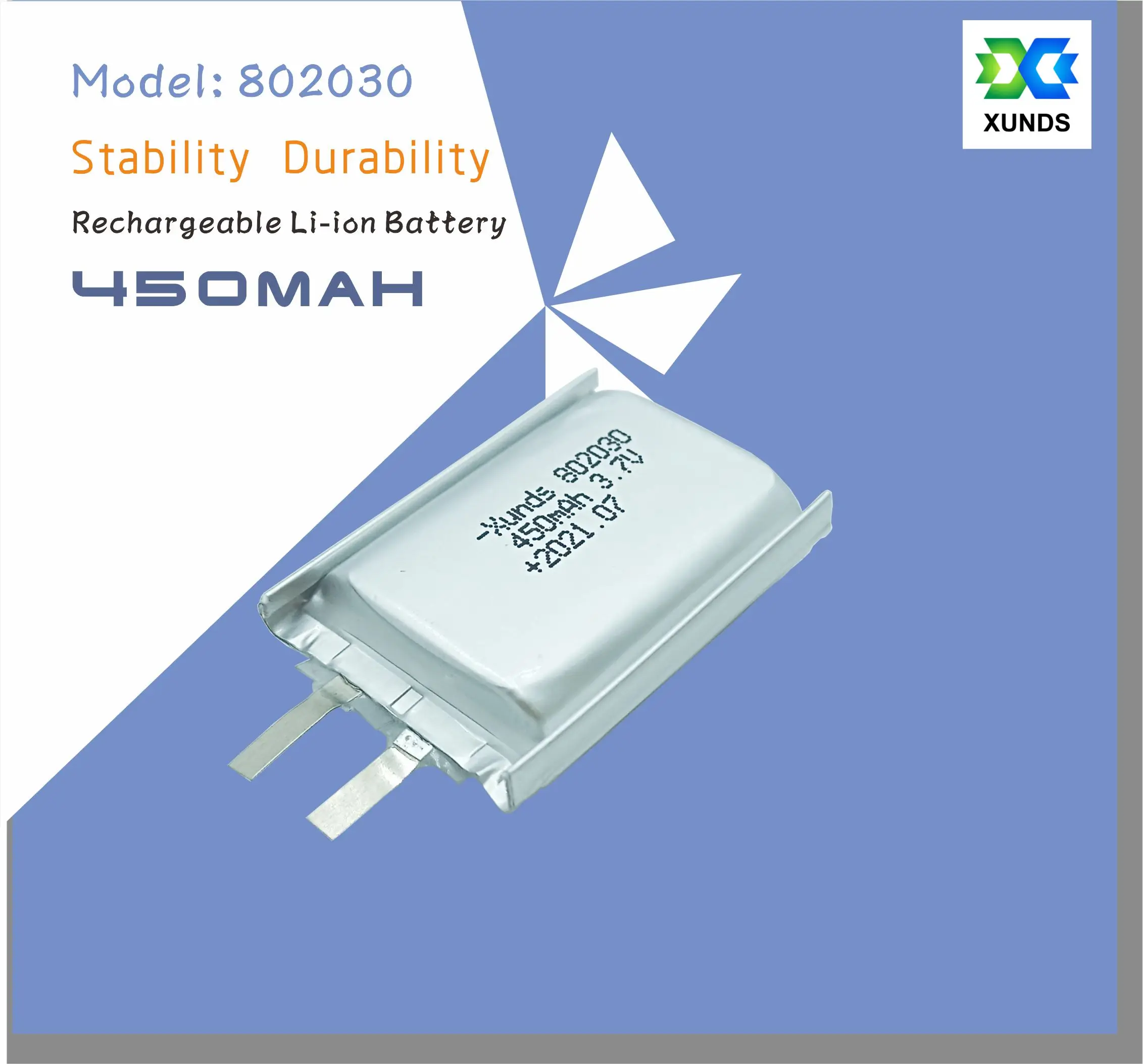 Certificates factory single lipo battery cell 802030 3.7V 450mAh polymer lithium battery