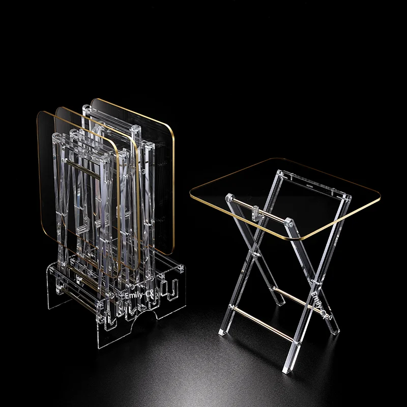 Горячая Распродажа конкурентоспособная цена набор акриловых складных столов Круглый акриловый обеденный стол