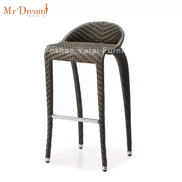 Mr.Dream made in china contemporary waterproof 4 leg low back patio rattan wicker bar stools for courtyard