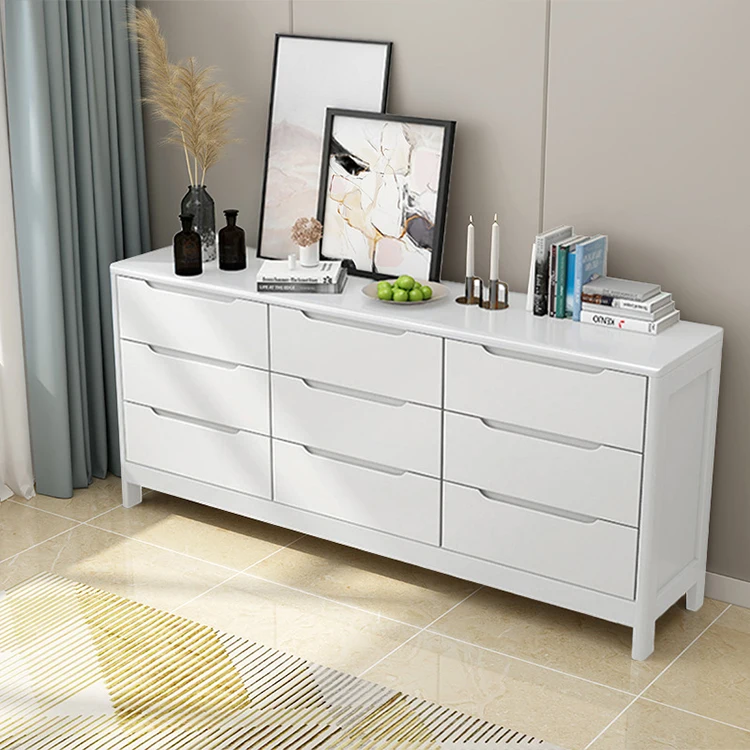 5/6/9 Drawers Cabinet Rubber Wood Chest Living Room Bedroom Chest Drawer