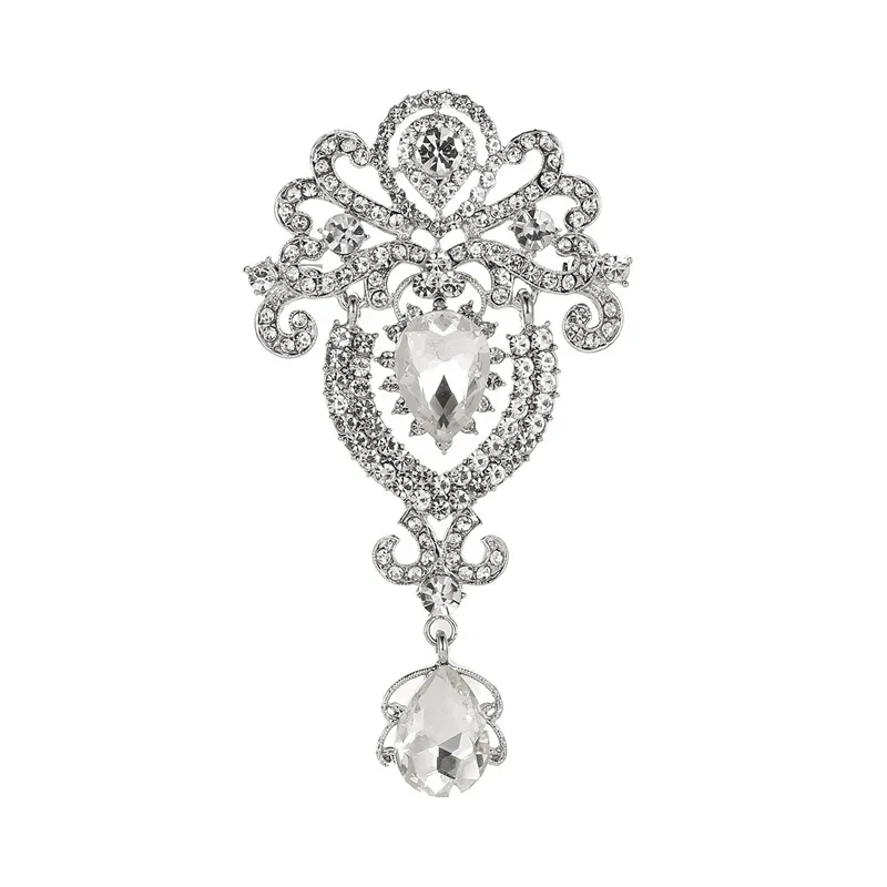 Factory Wholesale Fashion Luxury Bling Crystal Rhinestone Crown Brooch Pin For Women